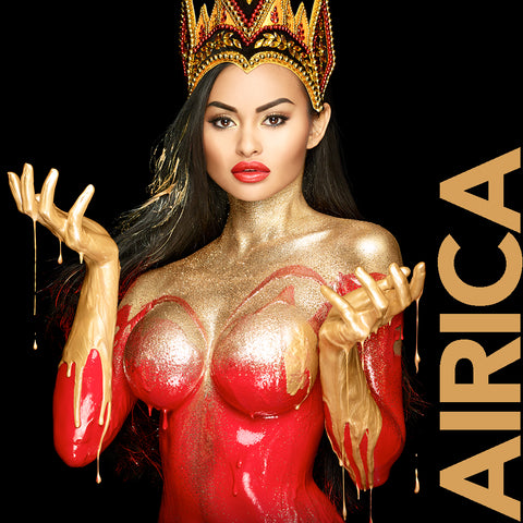 Airica Moe in gold and red by Nick Saglimbeni for Painted Princess Project