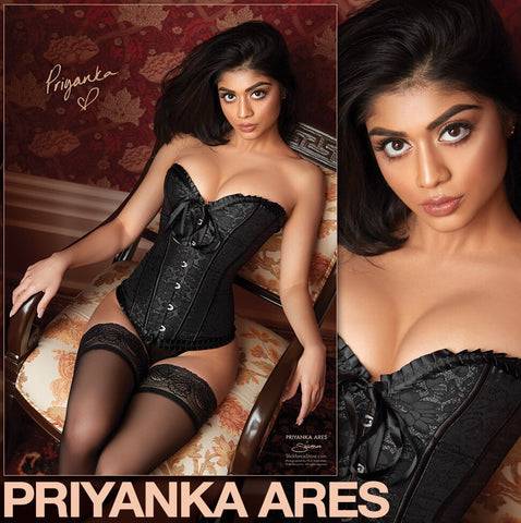Priyanka Ares in black lingerie.