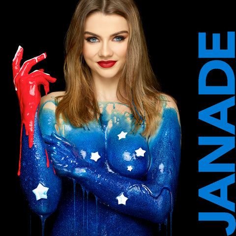 Model Janade Rayner from Australia in red, white and blue by Nick Saglimbeni for Painted Princess Project.