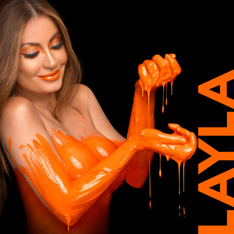 Layla Kayleigh in orange by Nick Saglimbeni for Painted Princess Project