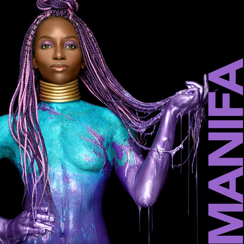 Model Manifa  in turquoise and purple from Senegal by Nick Saglimbeni for Painted Princess Project